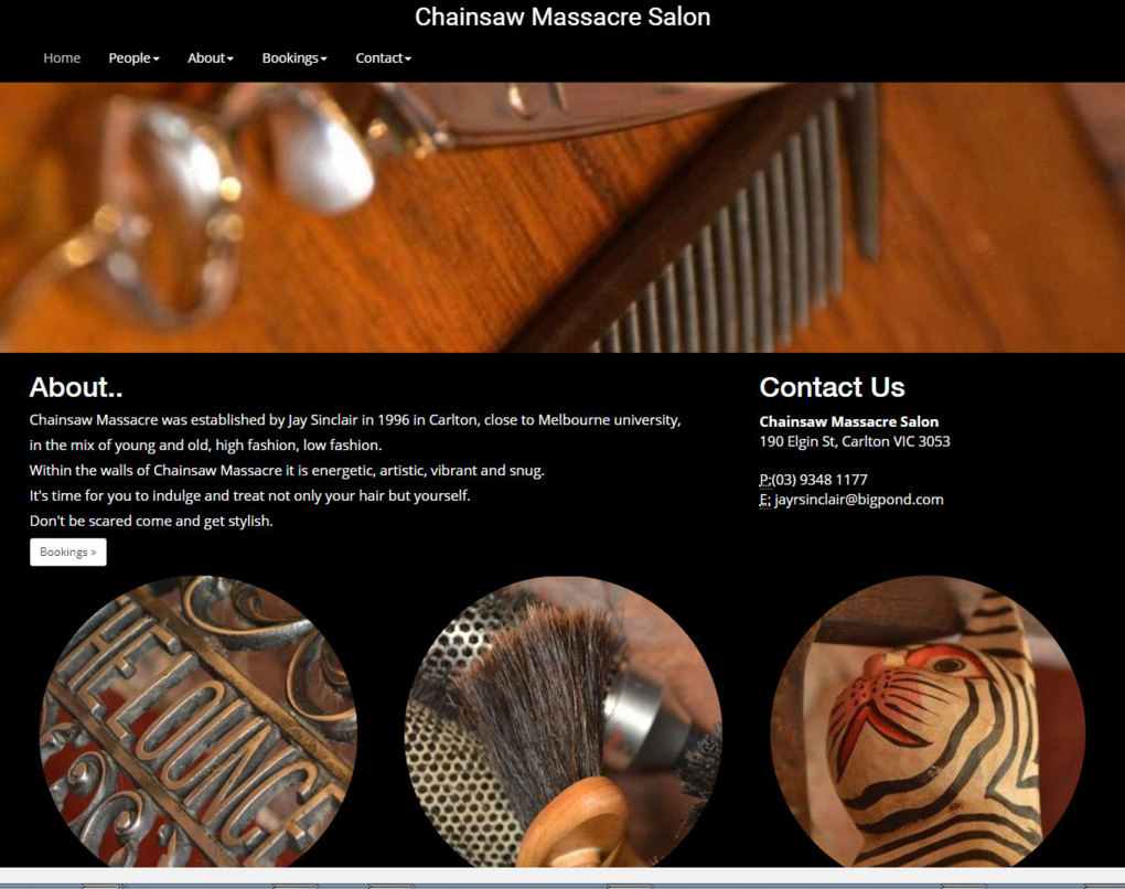 Hair salon website built with online content management system