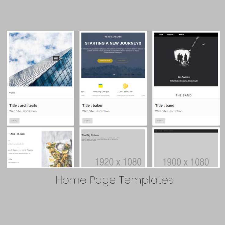 Home page templates